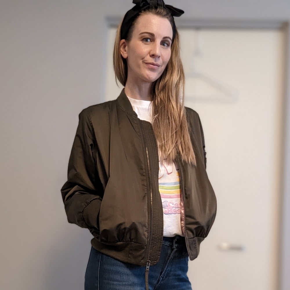 Satin Effect Bomber Jacket